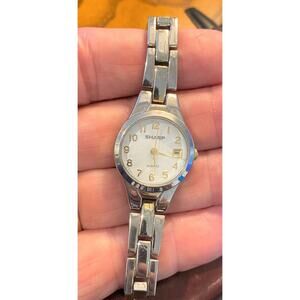 Women's 24mm Silver Tone Sharp Watch, Date, Bracelet Band, SHP2059